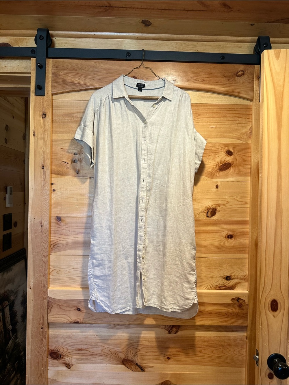 J. Crew Light Beige Button-Front Linen Shirt Dress